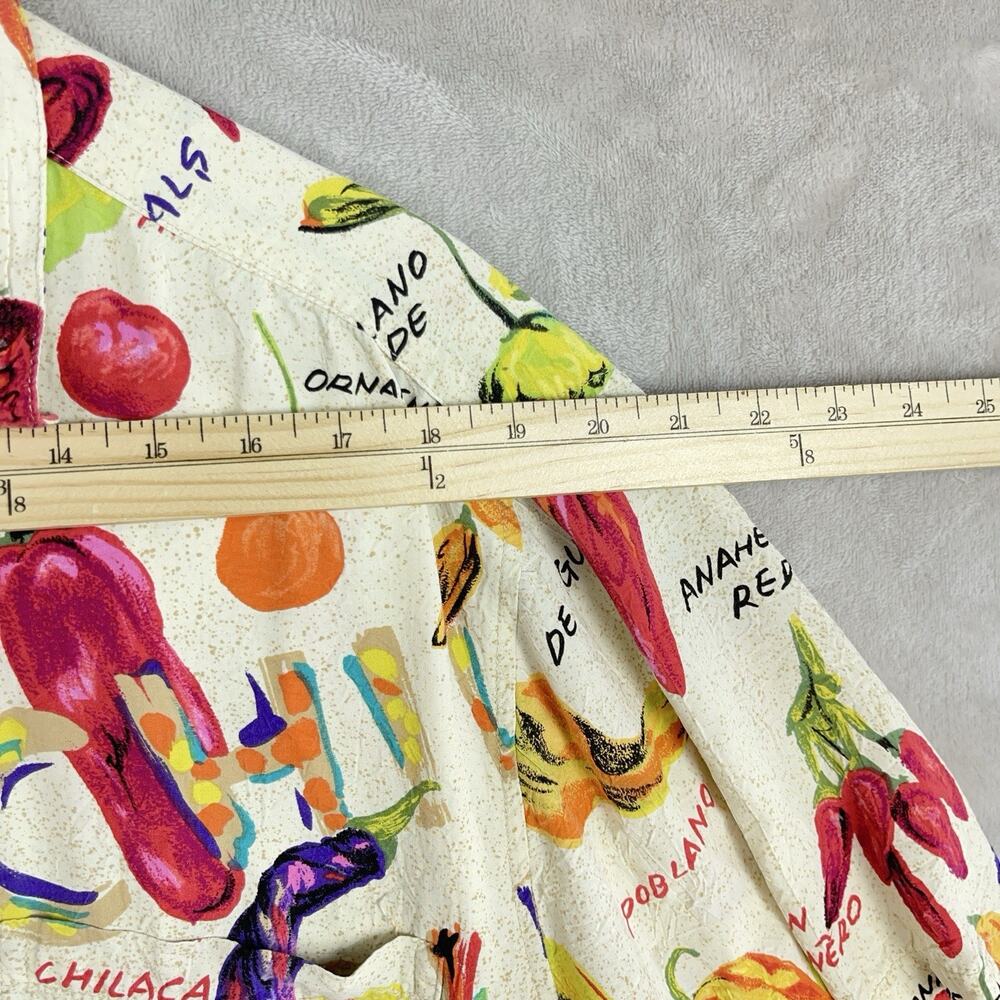 Food Art By Jams World Chili Pepper Print World Rayon Shirt Large Rare Vintage - Picture 11 of 12